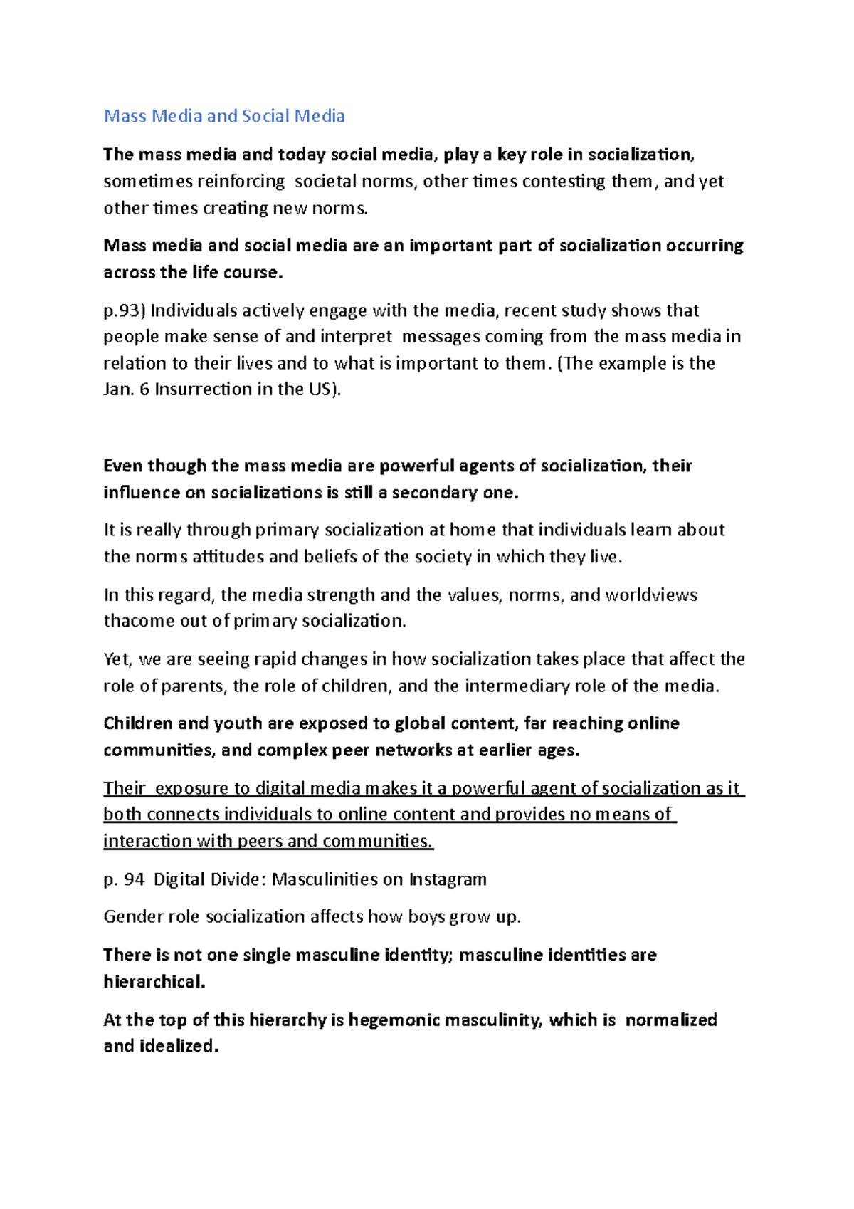 Postsecondary Education Mass Media and Social Media The mass media