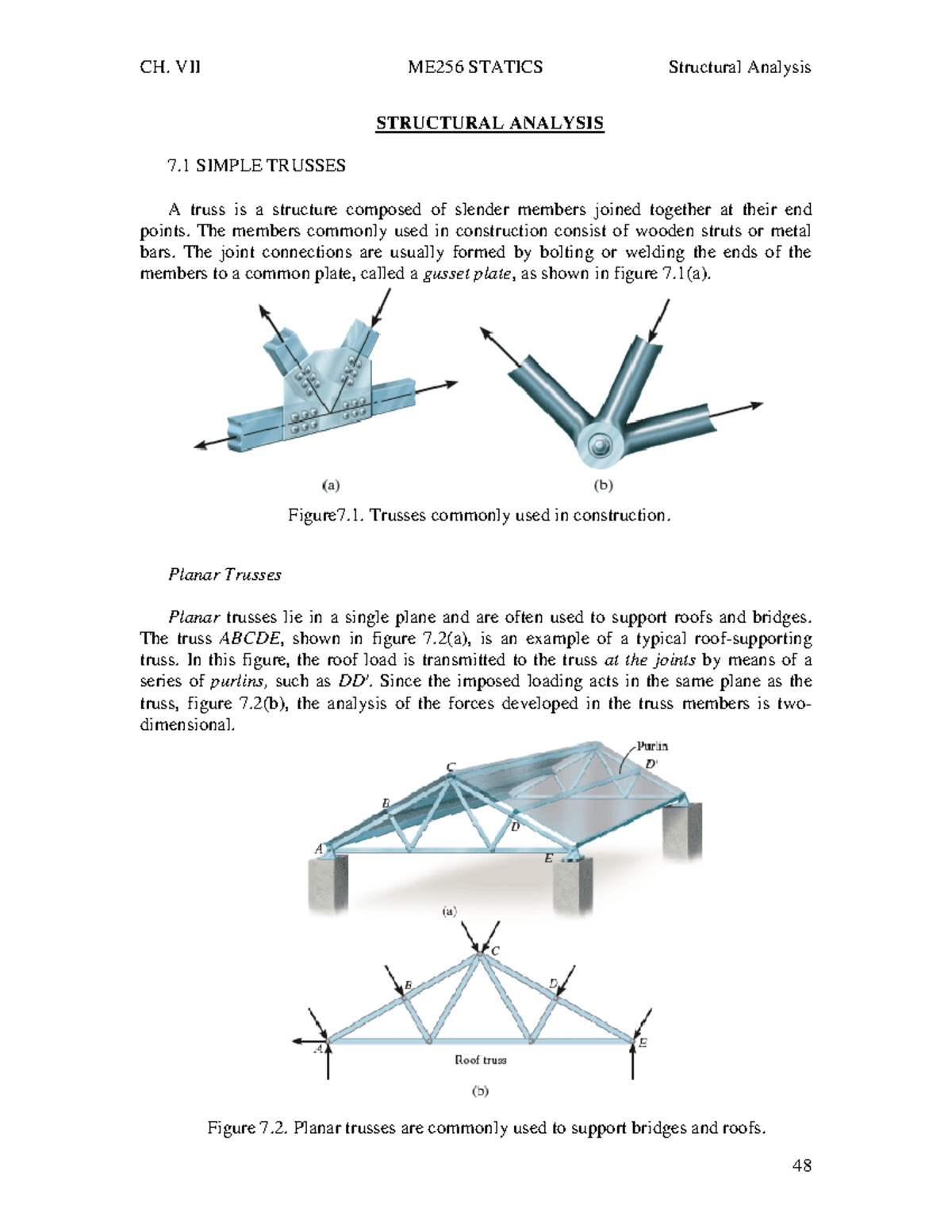 Me 2560 Structural Analysis - STRUCTURAL ANALYSIS 7 SIMPLE TRUSSES A ...