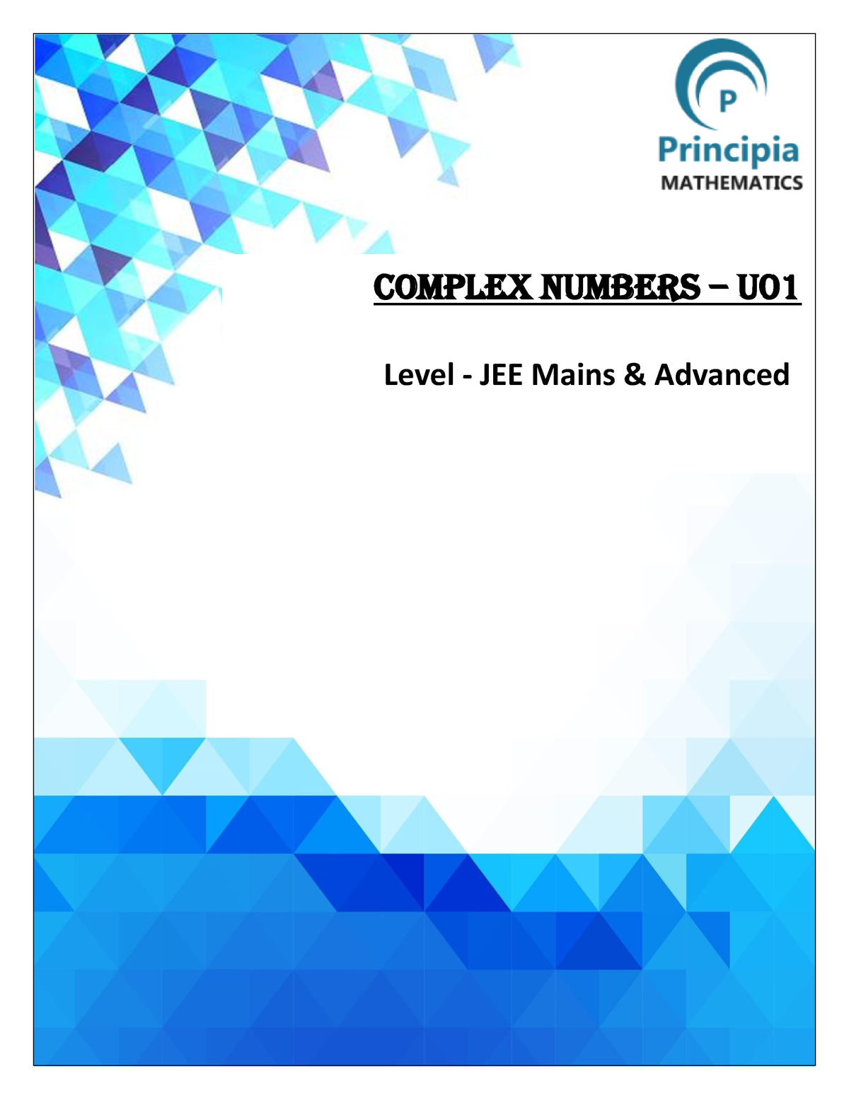 Complex numbers U01 QP - Na****** - Complex Numbers – u Level - JEE ...