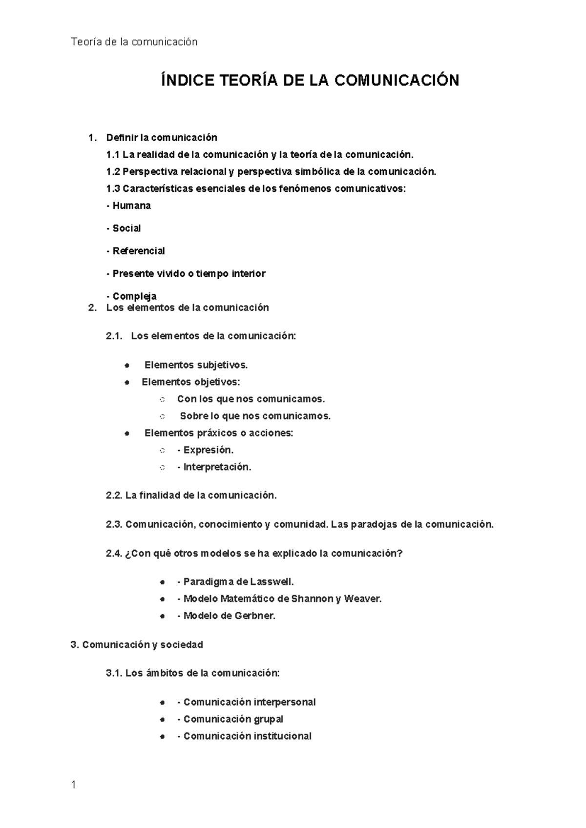 Teoría De La Comunicación Parte I Índice TeorÍa De La ComunicaciÓn 1 Definir La 1836