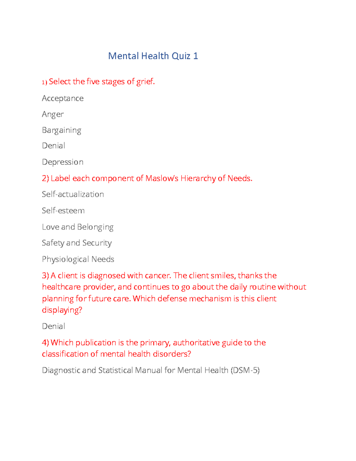 NR326 Mental Health Quiz 1 - Mental Health Quiz 1 Select The Five ...