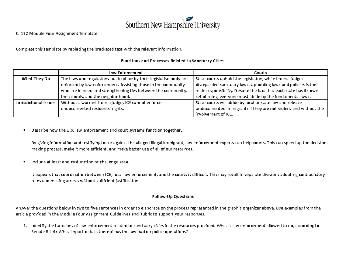 CJ 112 Module Four Assignment - CJ-112 - SNHU - Studocu