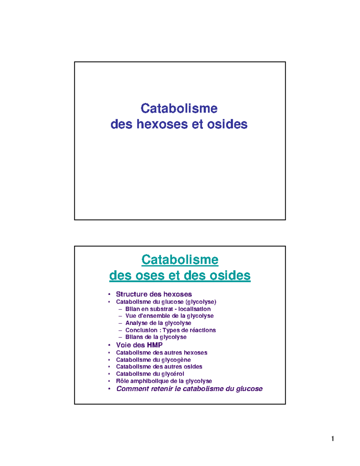 5-Catabolisme oses et osides - Catabolisme des hexoses et osides ...