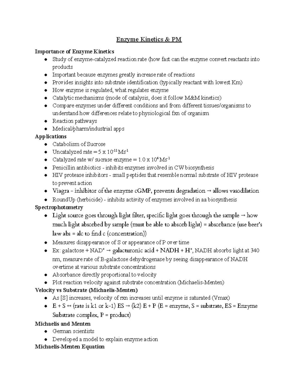 Enzyme Kinetics Worksheet Answers