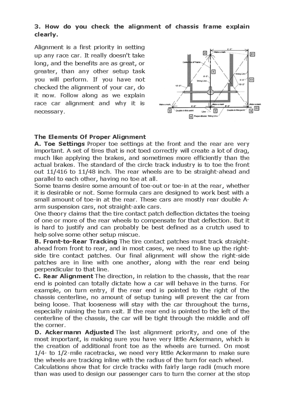 AE notes for automobile engineering 3. How do you check the alignment of chassis frame