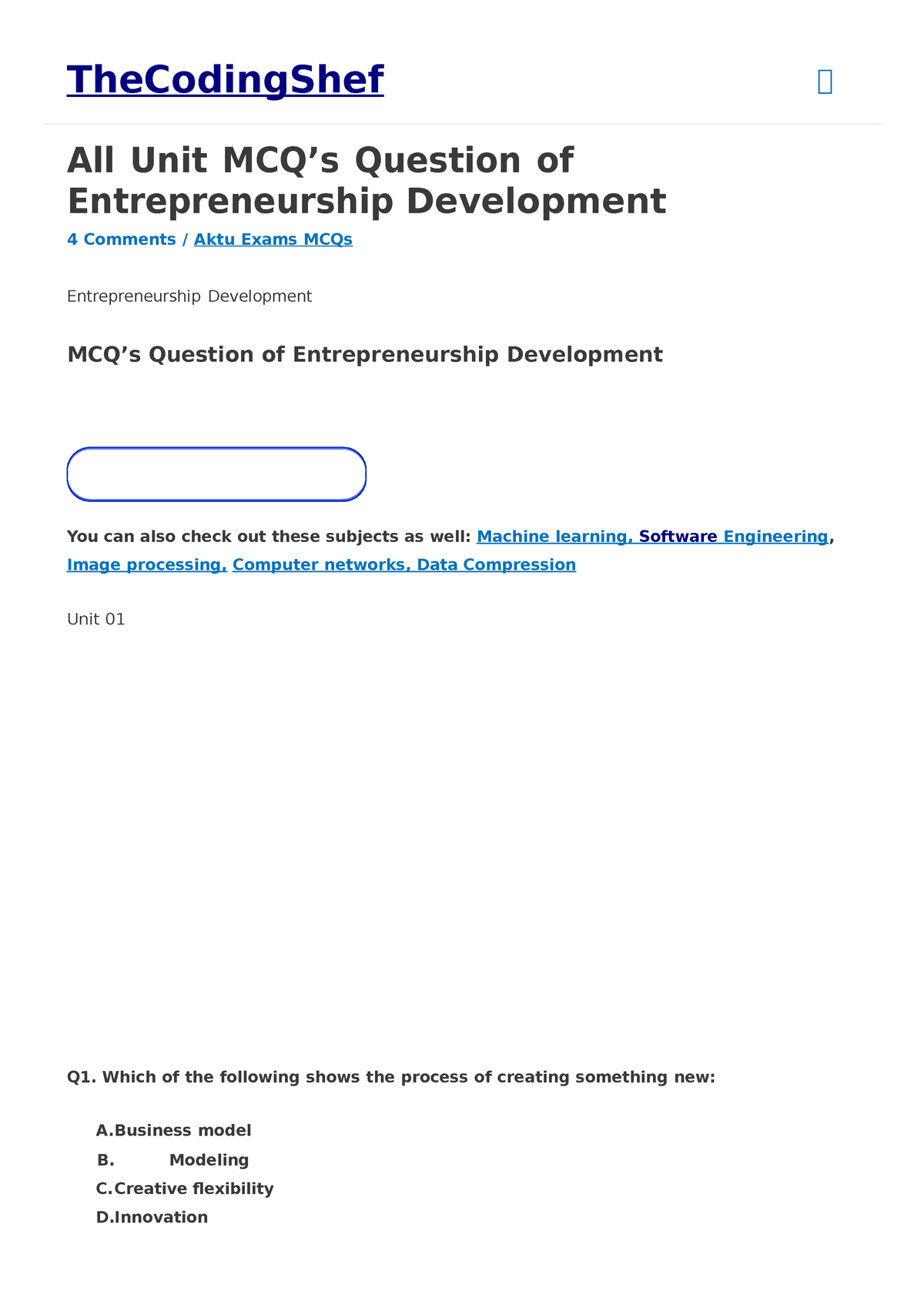 mcq on business plan in entrepreneurship