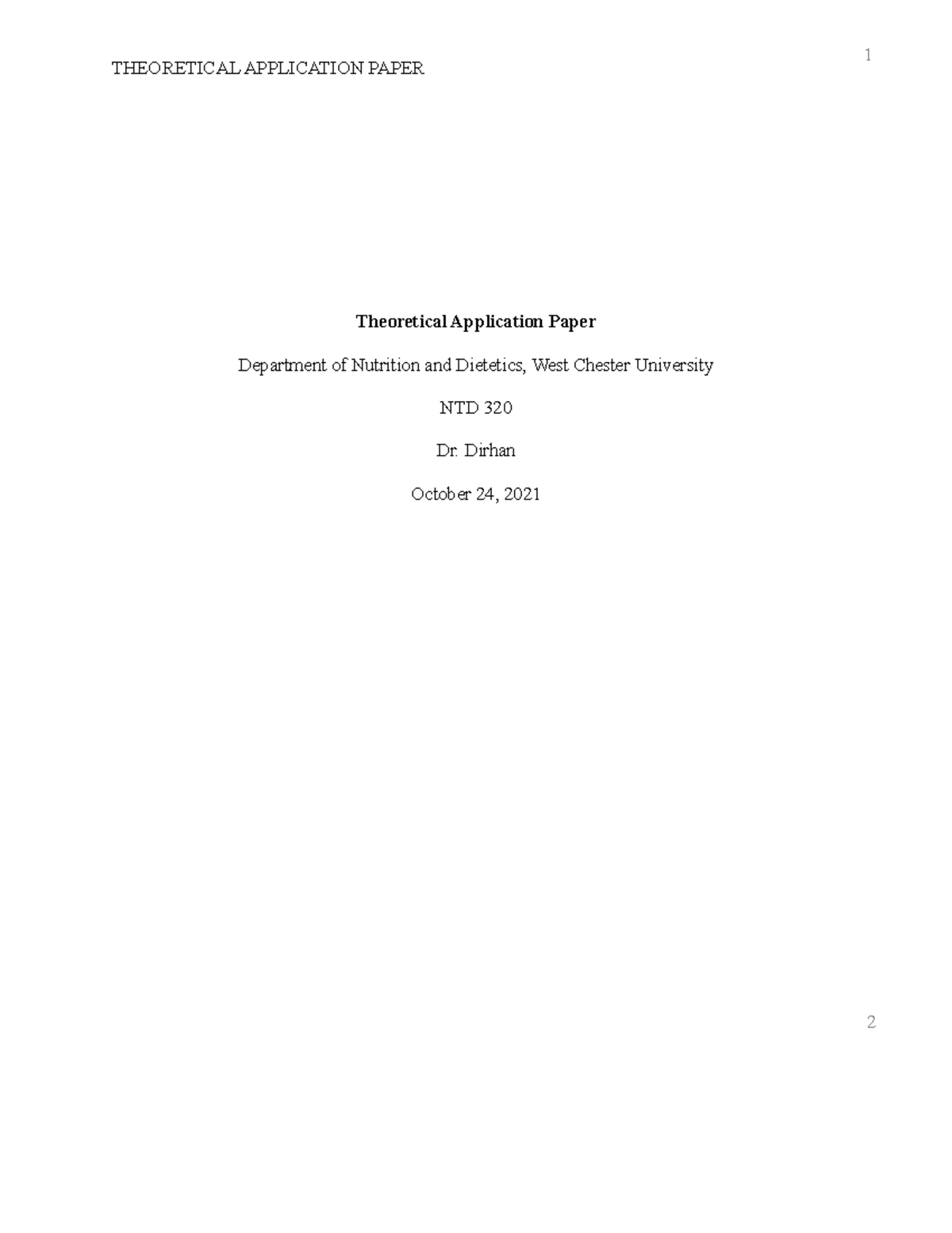 Theoretical Application Paper - THEORETICAL APPLICATION PAPER ...