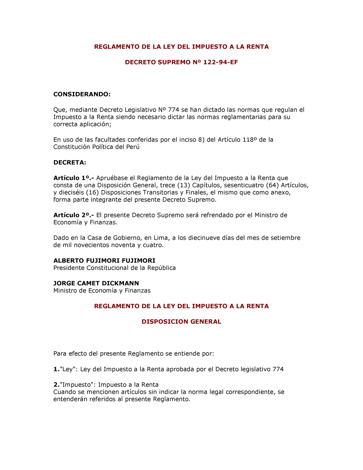 Reglamento Del Impuesto A La Renta Reglamento De La Ley Del Impuesto A La Renta Decreto 7131