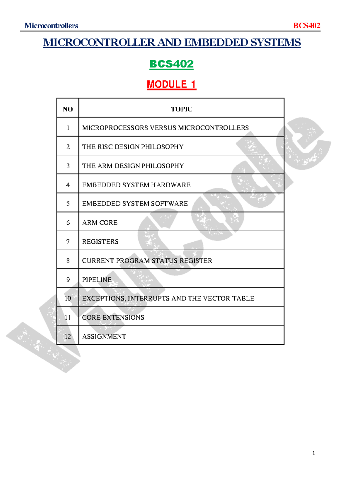 @vtucode - easy notes - MICROCONTROLLER AND EMBEDDED SYSTEMS BCS MODULE ...