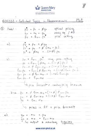 Problem Set 2 2023 SOLUTIONS - ECN 223 - PRo8LE SET 2 Assume Ulc). L P ...