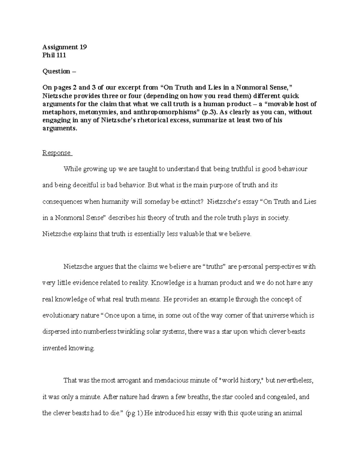 Assignment 19 - Assignment 19 Phil 111 Question – On pages 2 and 3 of ...
