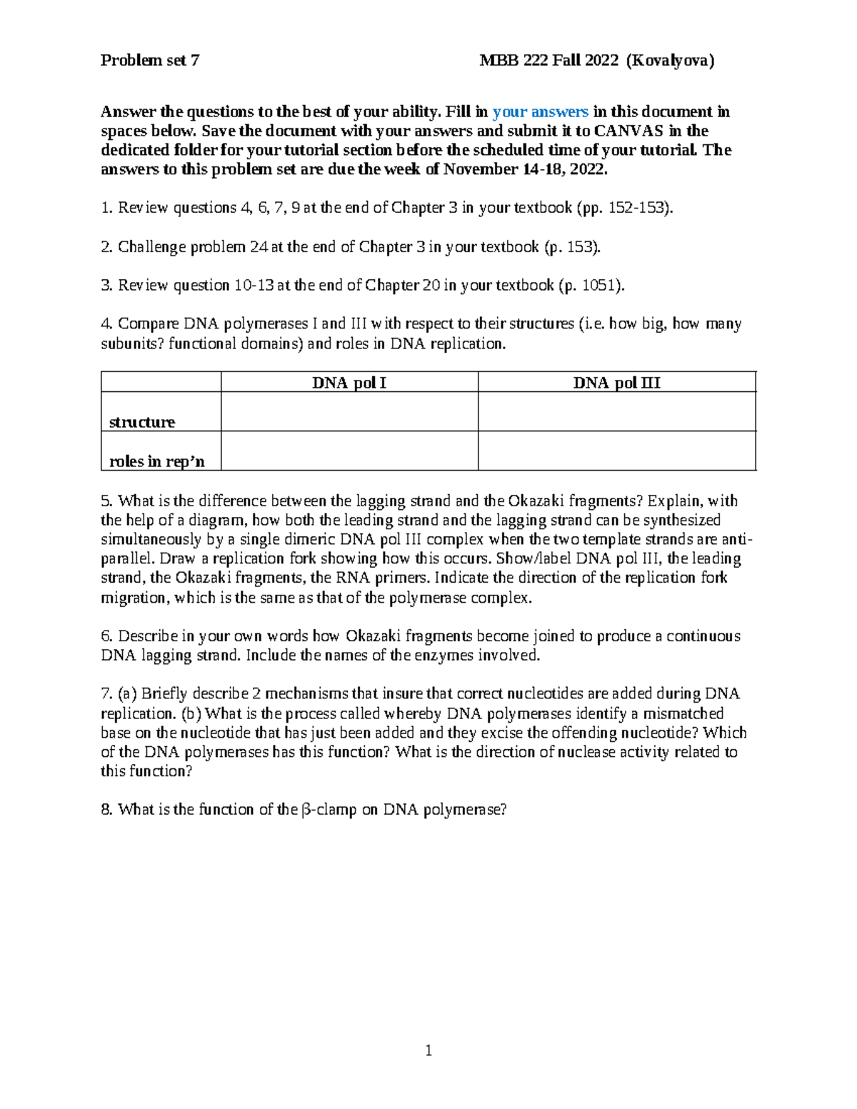 Problem Set 7 - Here Are Some Notes From My Class - Problem Set 7 MBB ...