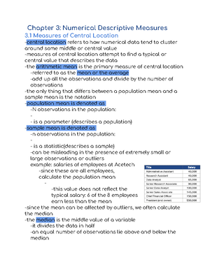 BUAD 231 Chapter 2 - Chapter 2: Tabular and Graphical Methods 2 Methods ...