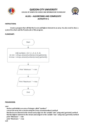 WEEK-2-WEEK-3 AL101 - WEEK 2 INTRODUCTION TO ALGORITHM ALGORITHM It is ...