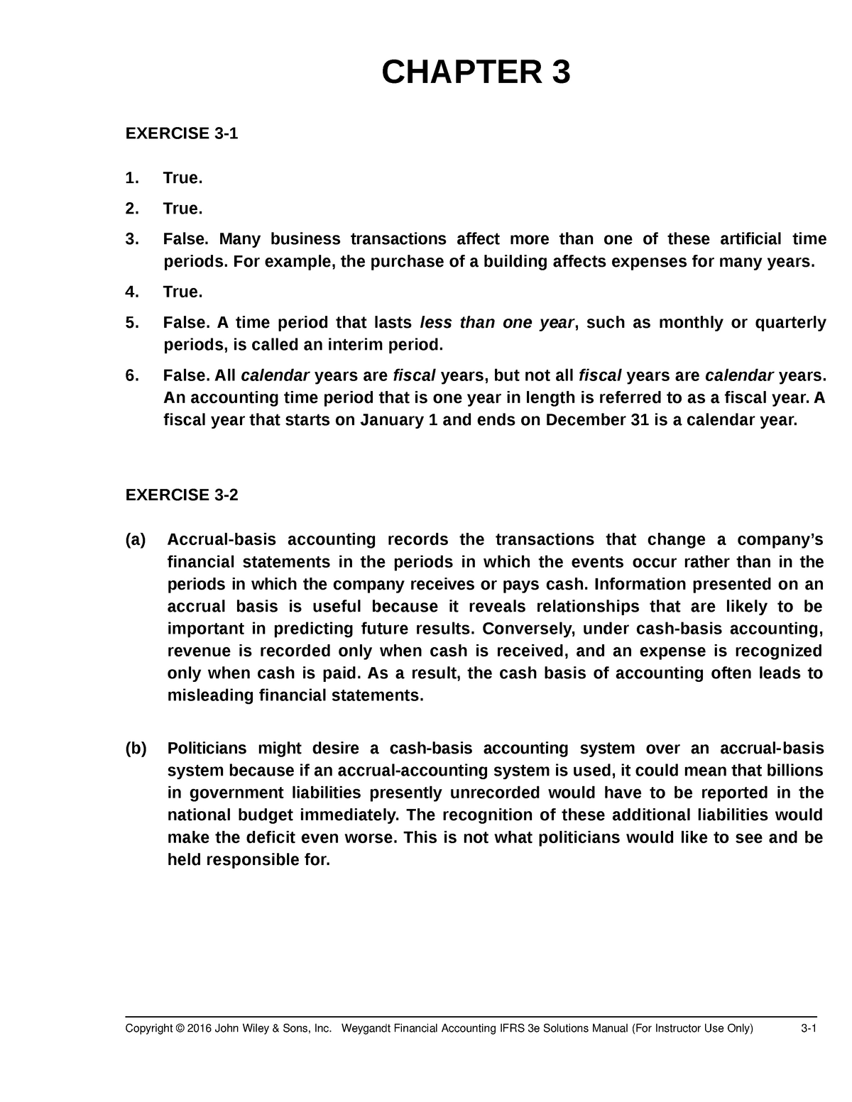 Accounting Exercise Ch3 - CHAPTER 3 EXERCISE 3- True. True. False. Many ...