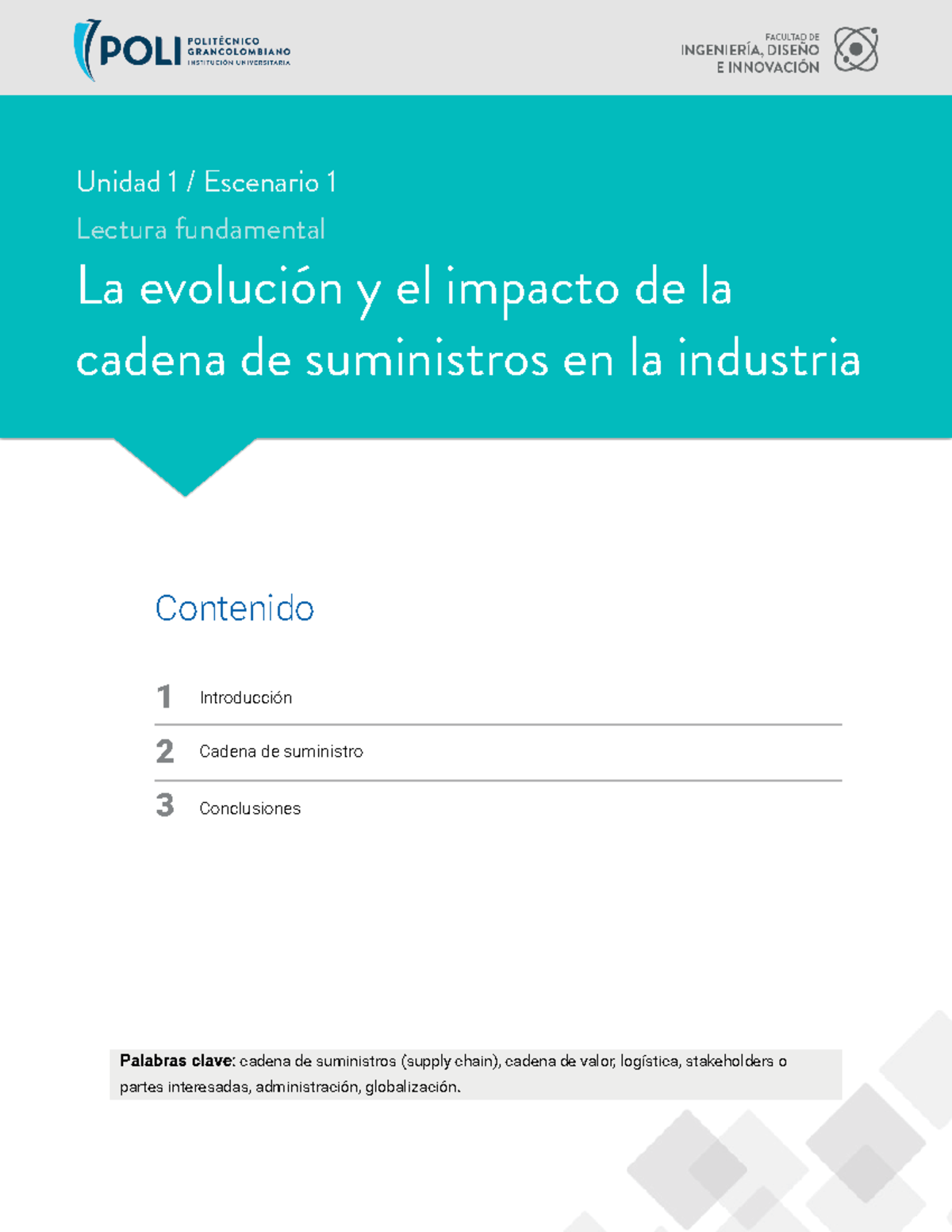 Lectura Fundamental 1 Cadena DE Suministro - La Evolución Y El Impacto ...