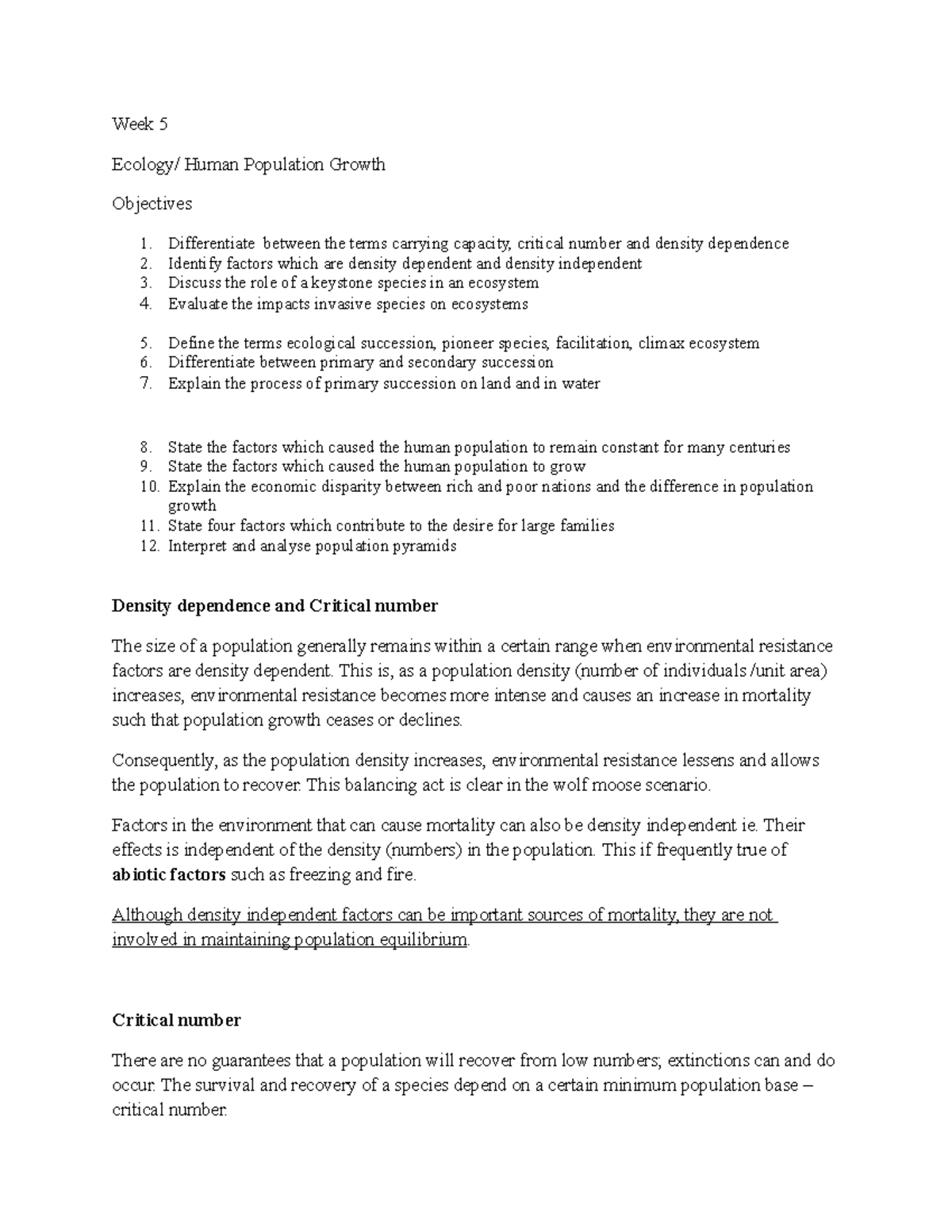 Week 5 Bio 123 Ecology Human Population Growth Week 5 Ecology Human
