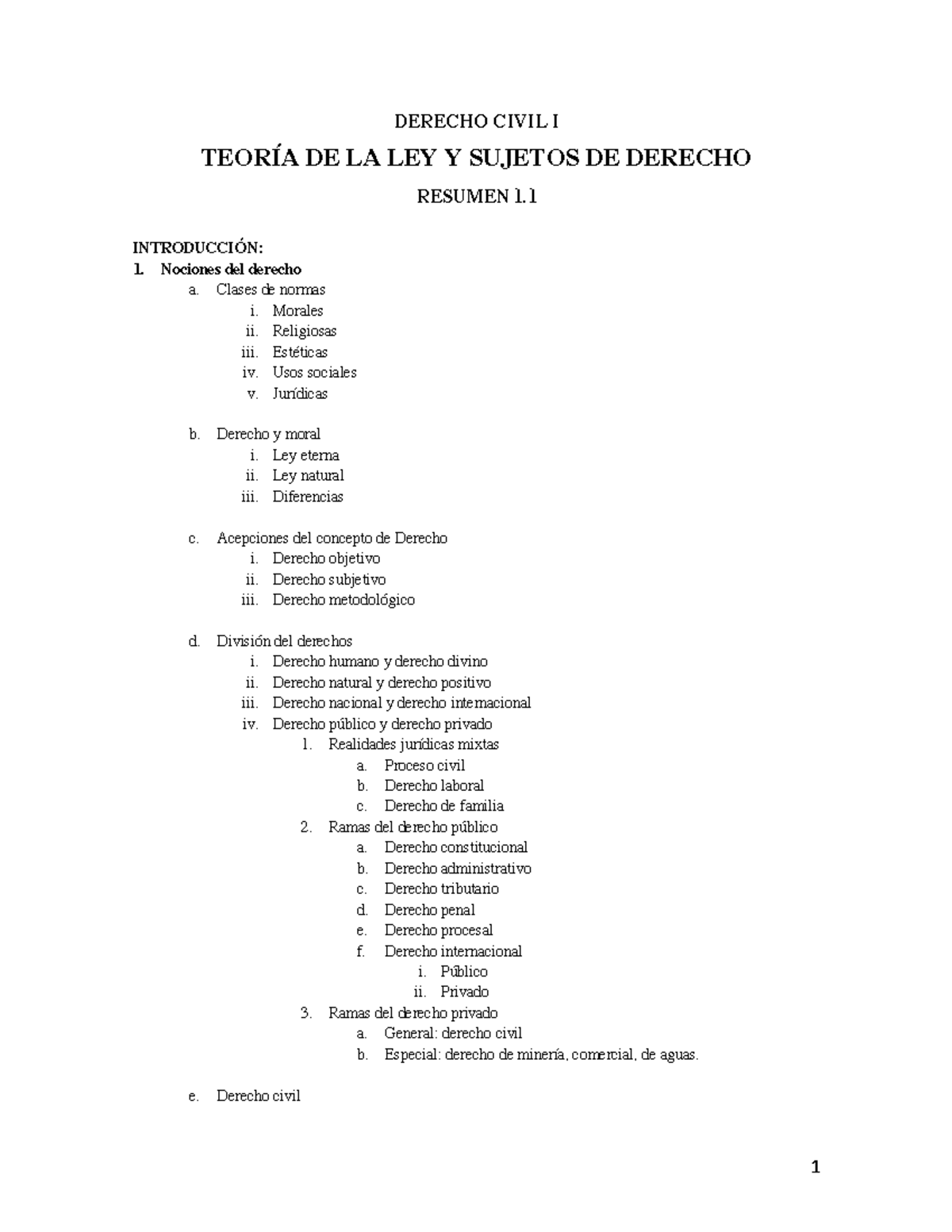 1. Resumen Teoría DE LA LEY Y Sujetos DE Derecho - DERECHO CIVIL I ...