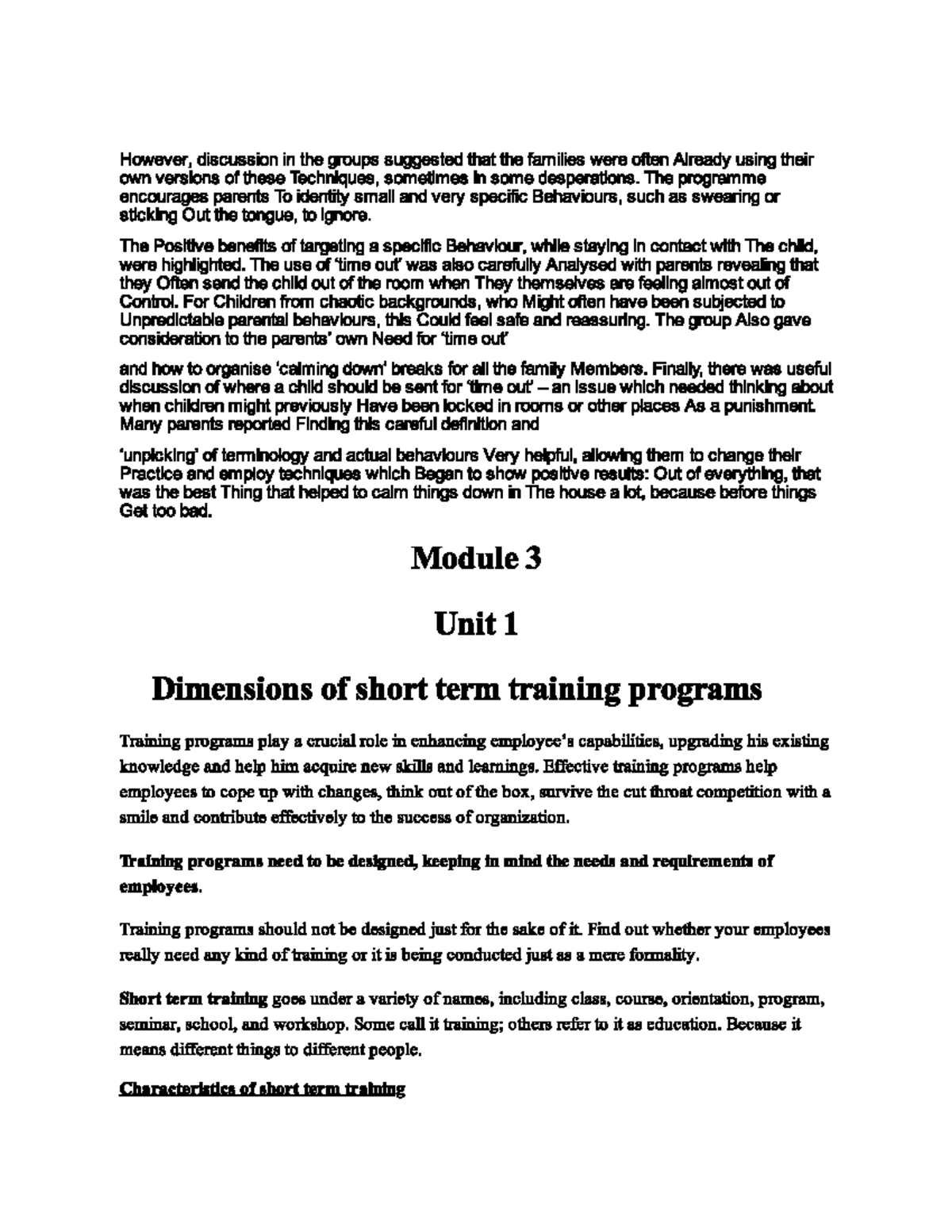 Module 3TP - Training in mental health - Msc. Psychology - Studocu