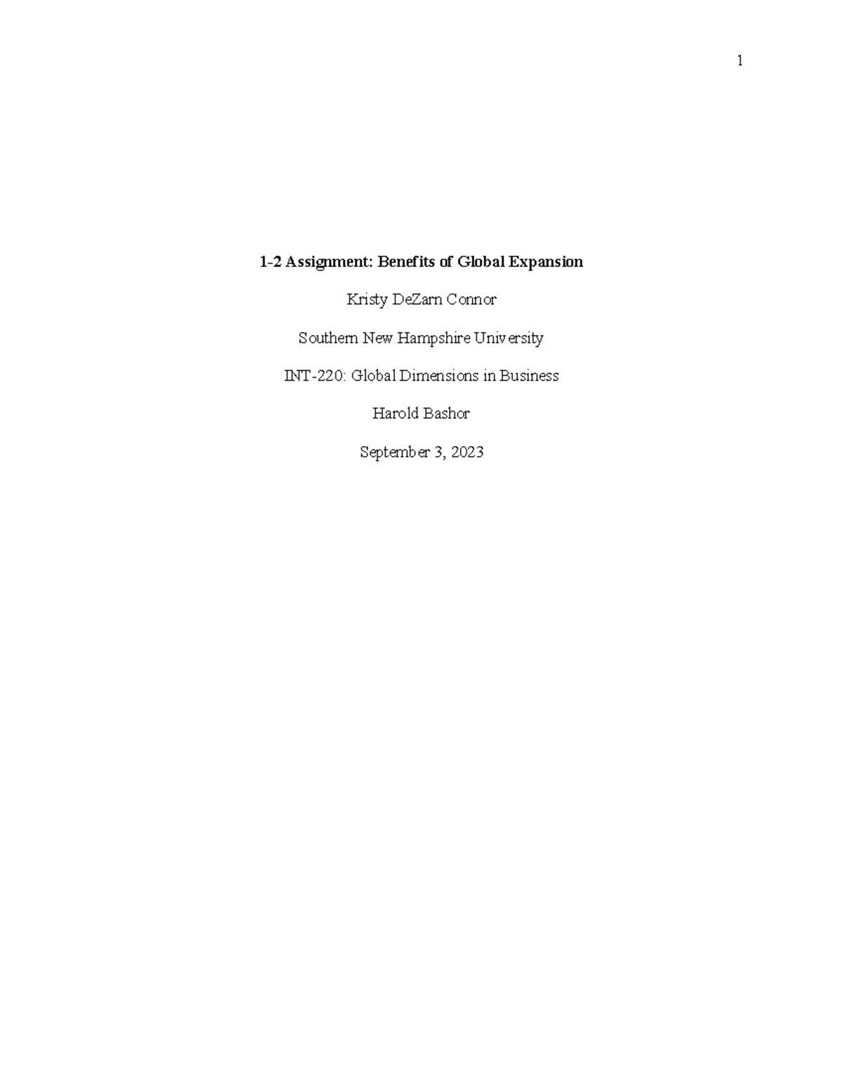 1-2 Benefits of Global Expansion - 1-2 Assignment: Benefits of Global ...