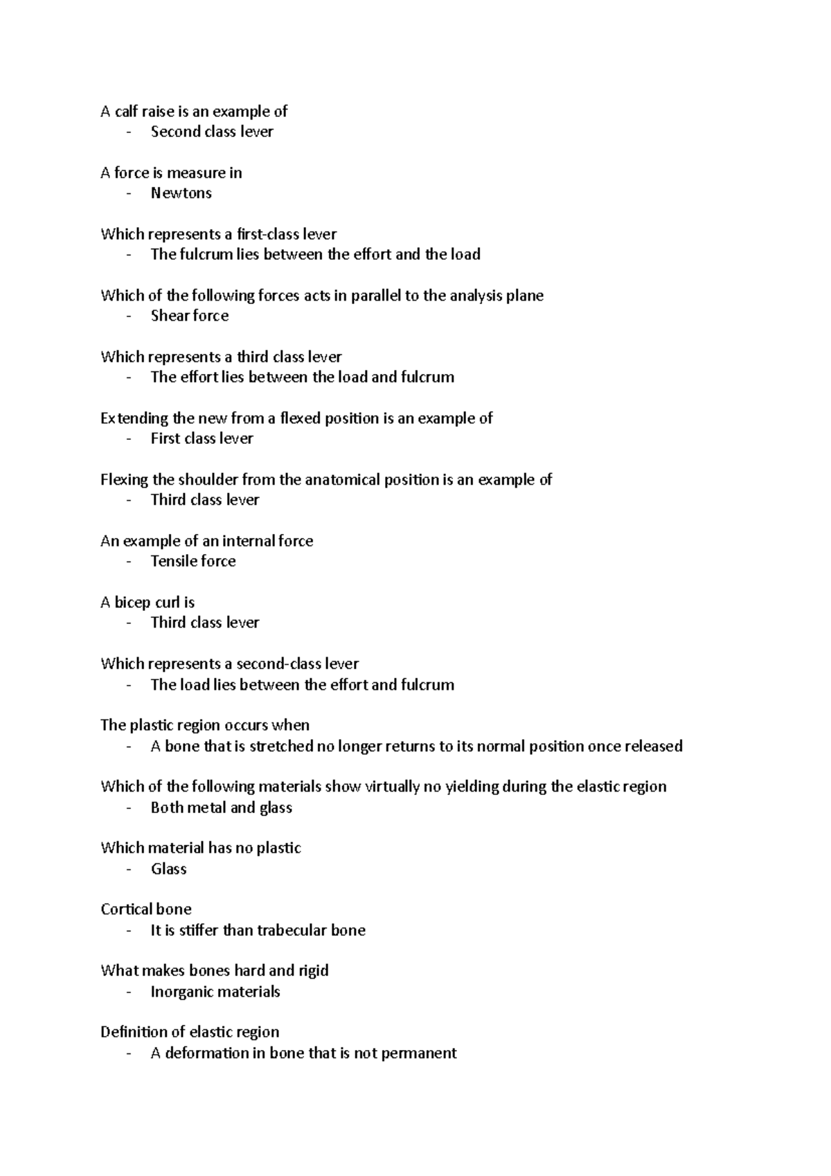 Quiz 6 June 2016, questions and answers A calf raise is an example of