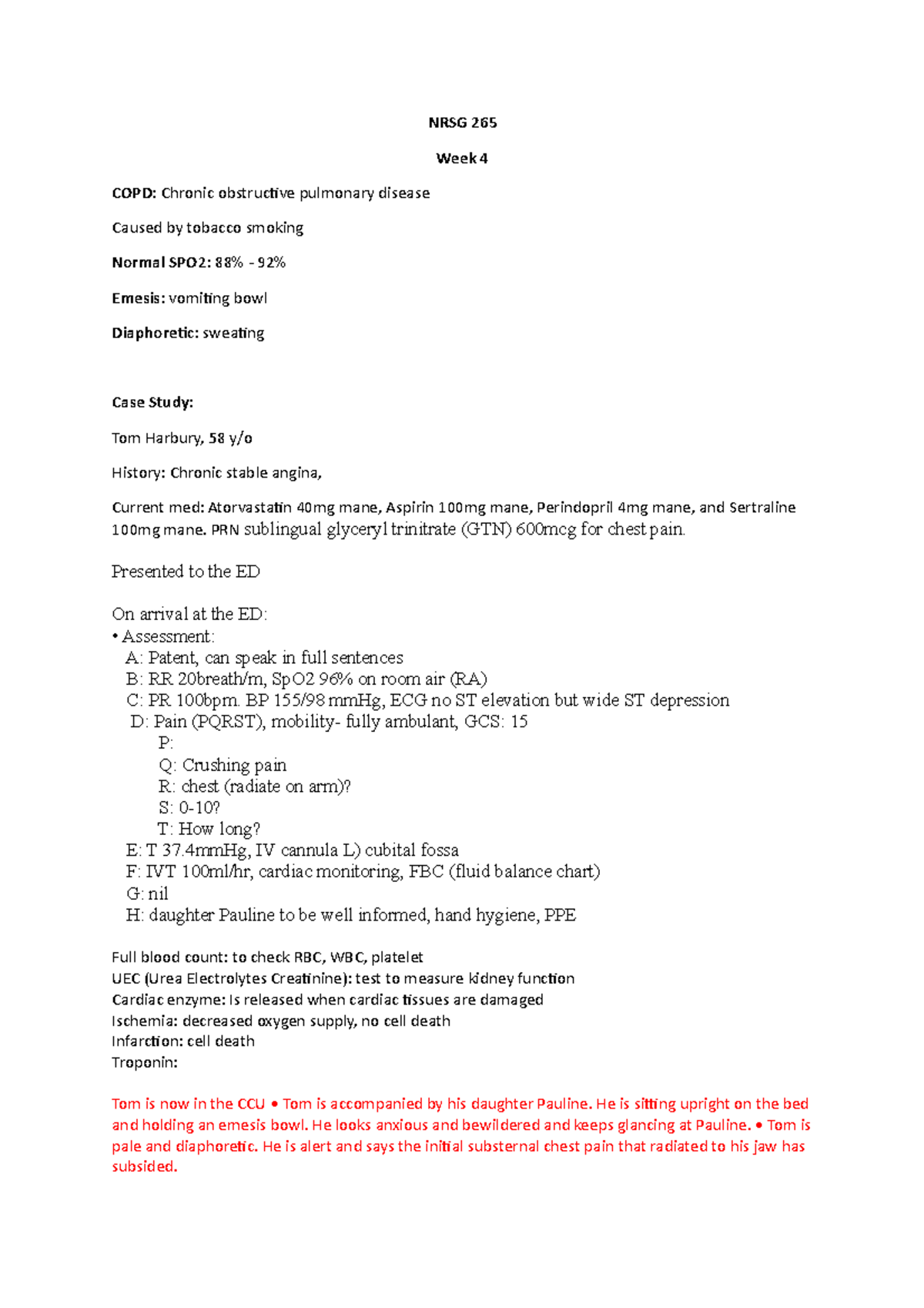 NRSG 265 week 4 - ....... - NRSG 265 Week 4 COPD: Chronic obstructive ...