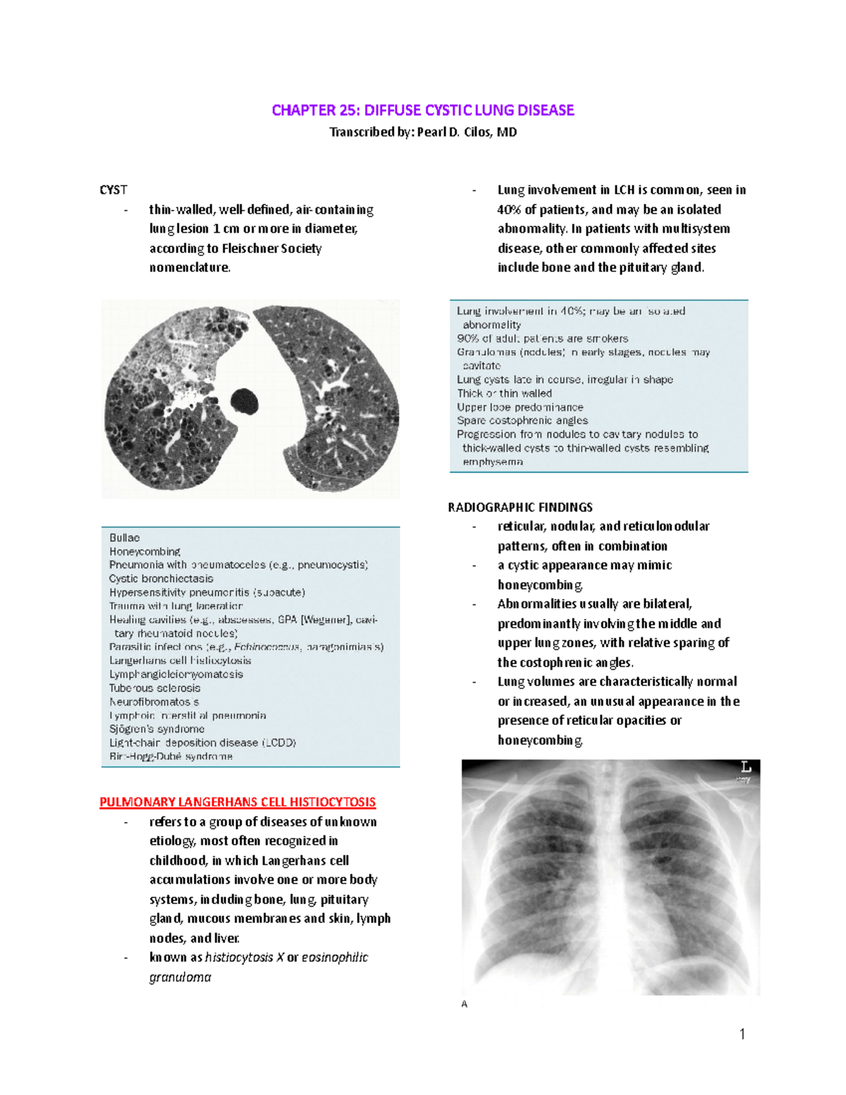 Chapter 25 Diffuse Cystic LUNG Disease - CHAPTER 25: DIFFUSE CYSTIC ...