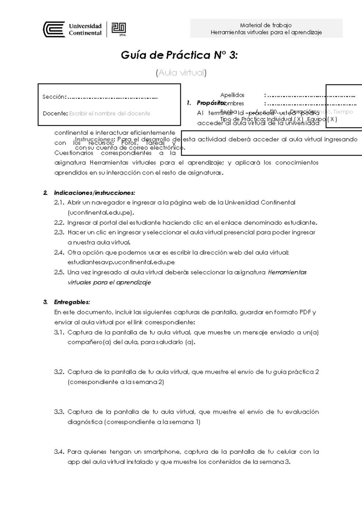 Guia practica de la semana 03 - Guía de Práctica N° 3: (Aula virtual ...