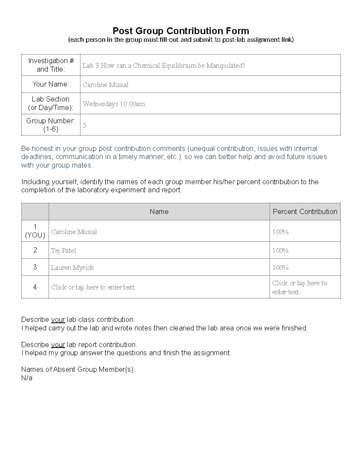 Post lab 3 notes for post lab assignment - CHM 101 - ASU - Studocu