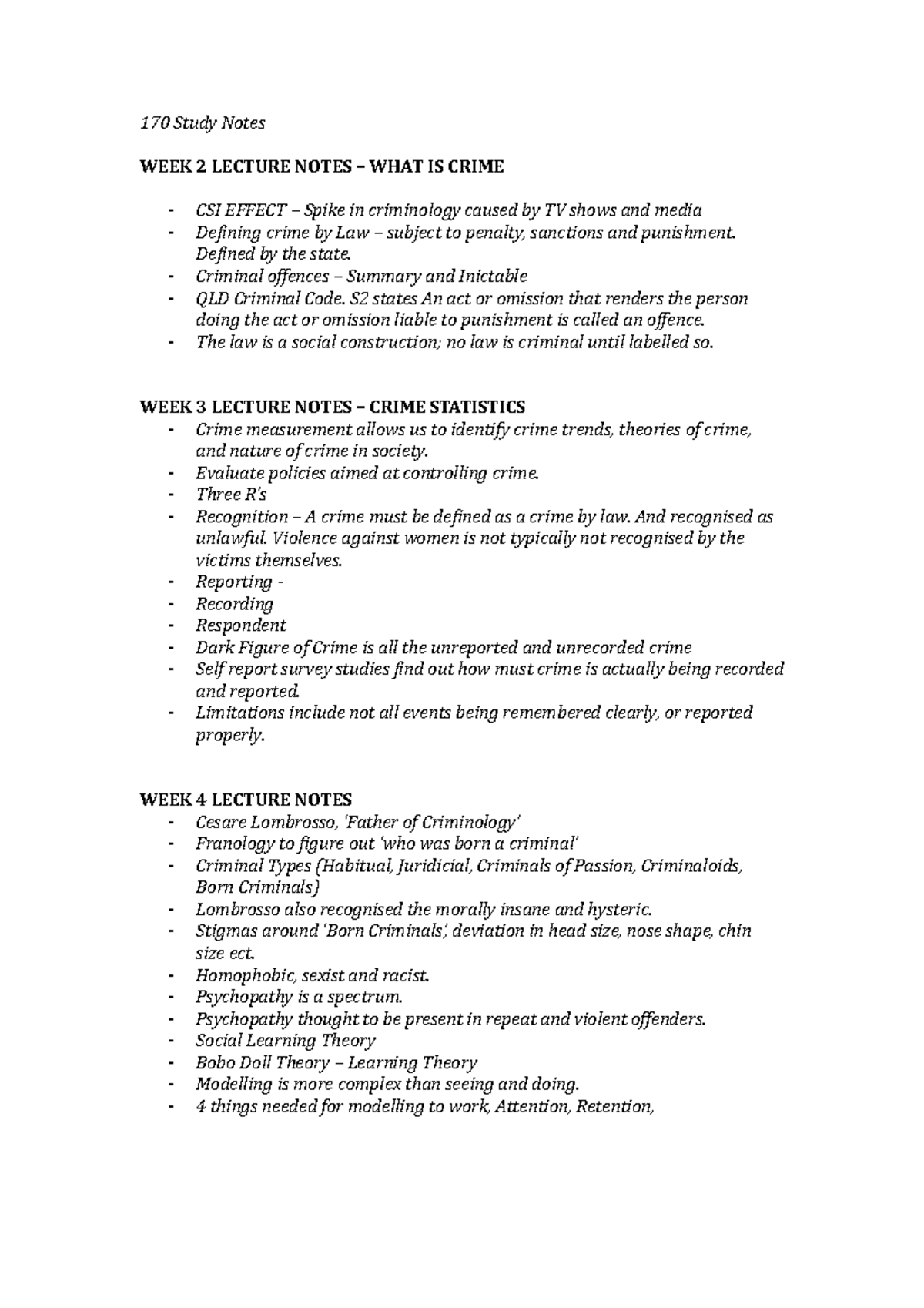 170 Study Notes - Lectures 1 - 12 - 170 Study Notes WEEK 2 LECTURE ...