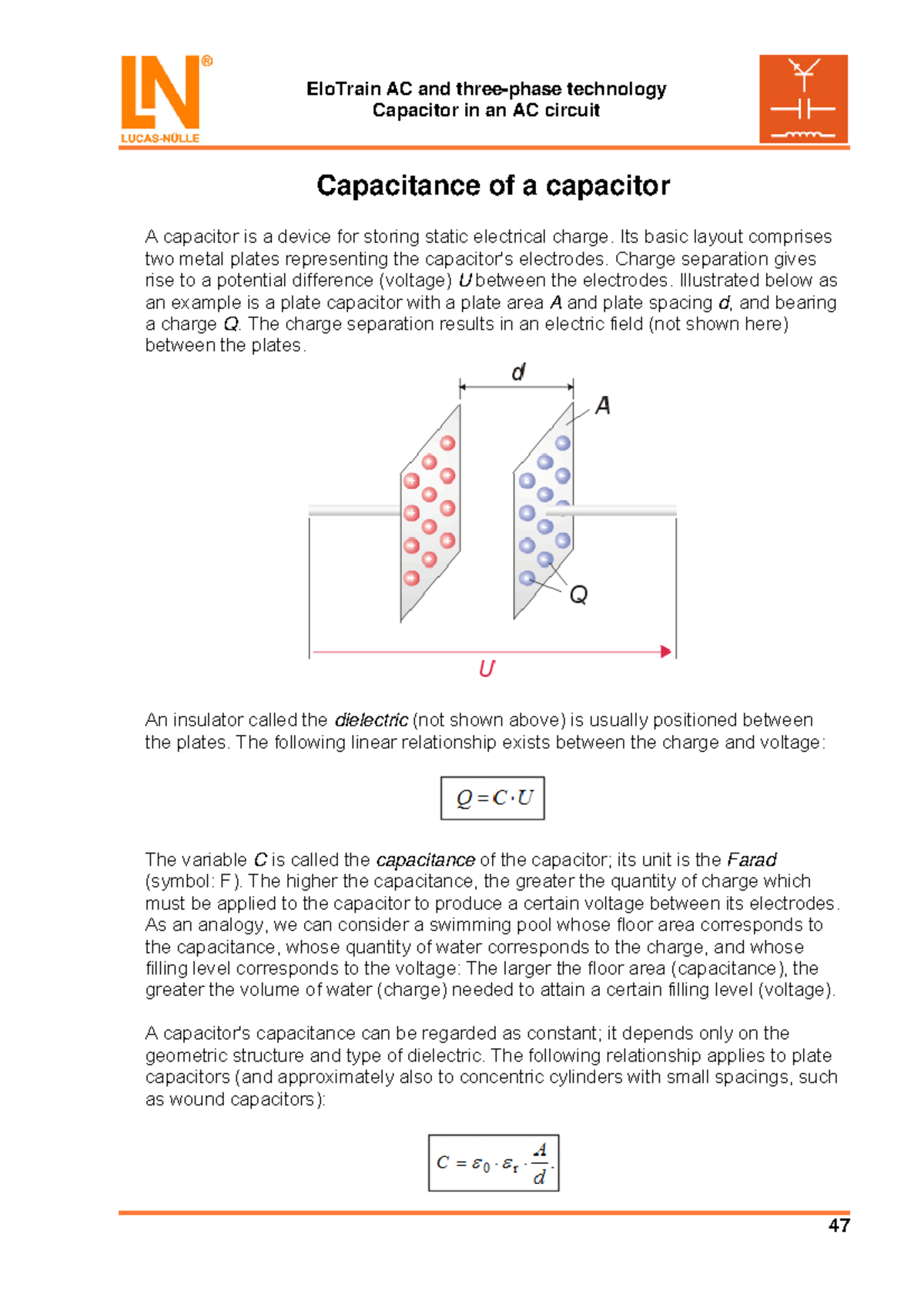 4 Capacitor in an AC circuit Capacitor in an AC circuit Capacitance