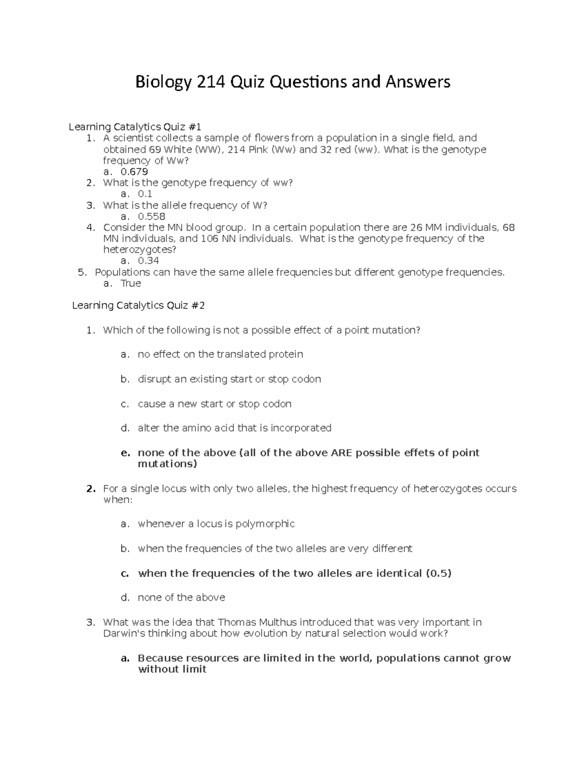 Biol 214 Quiz's - Biology 214 Quiz Questions And Answers Learning ...