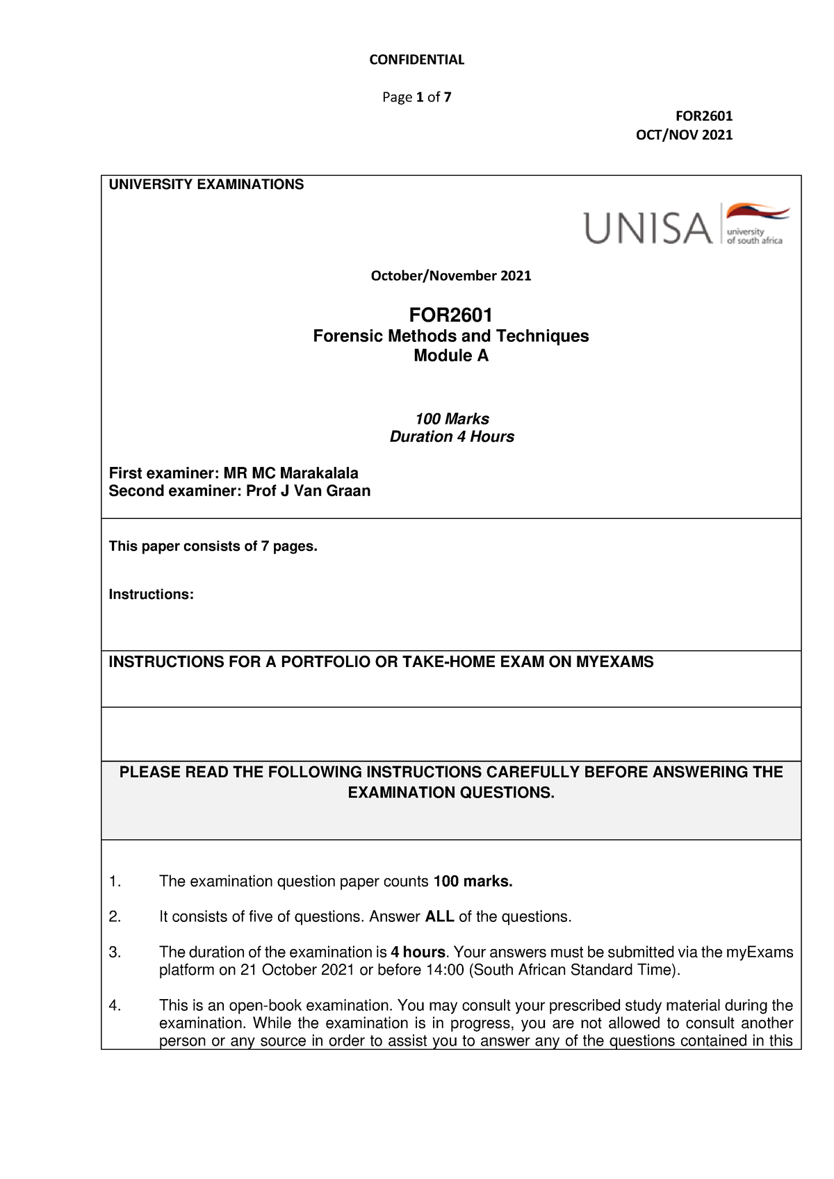 FOR2601 - EQP OCT-NOV 2021 FOR QA Final - Page 1 of 7 FOR OCT/NOV 2021 ...