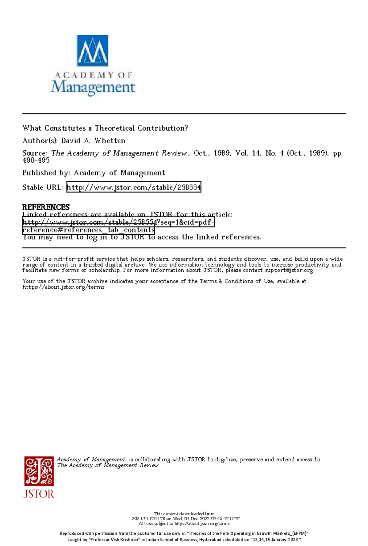 What constitutes a theoretical contribution what constitutes a