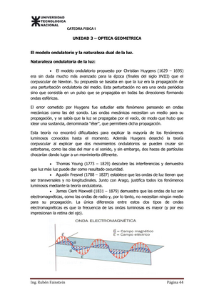Unidad 3 (nueva hojas 44 a 82) Optica Geometrica - CATEDRA FISICA I UNIDAD  3 – OPTICA GEOMETRICA El - Studocu