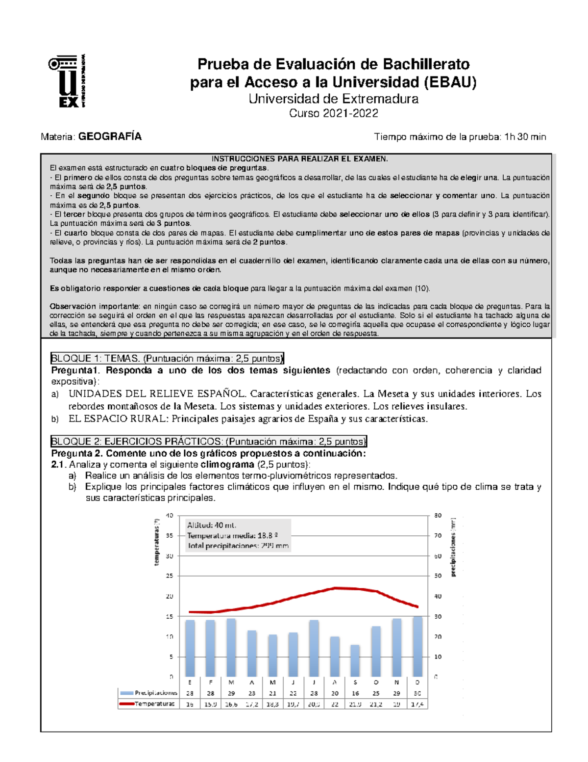 Examen Geograf Ã­a De Extremadura (Ordinaria De 2022) [www - Prueba De ...