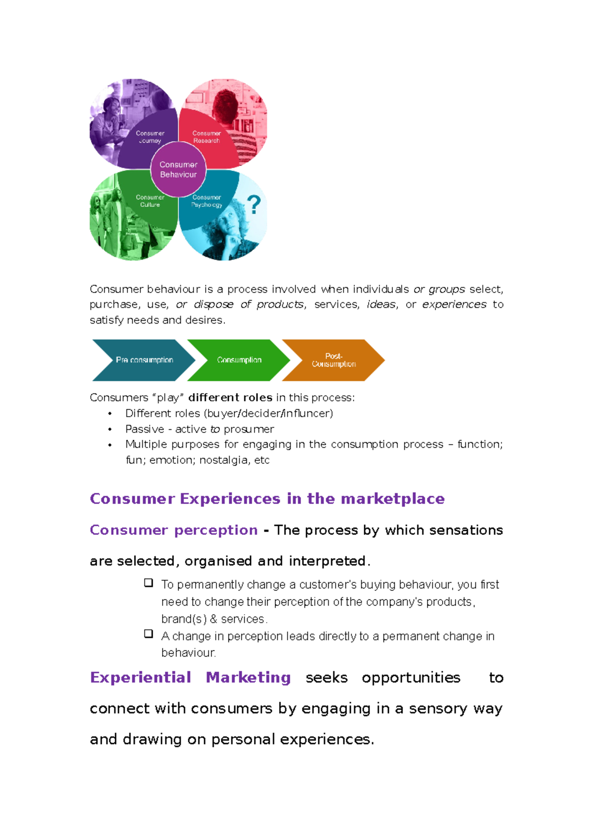 Consumer behaviour is a process involved when individuals or groups ...