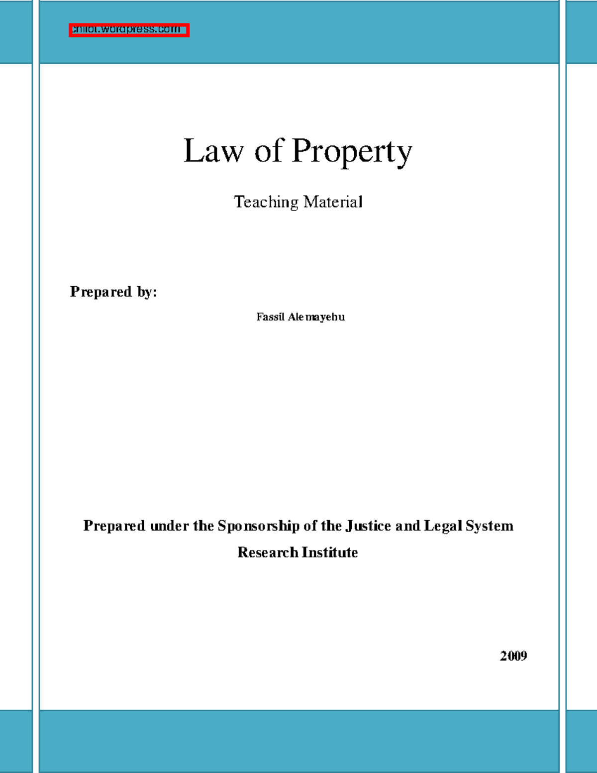 Lawofland and property Law of Property Teaching Material Prepared