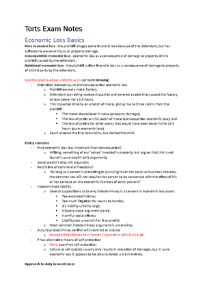 Revision Notes, Law Of Torts B, Short Notes - Torts B Overview ...