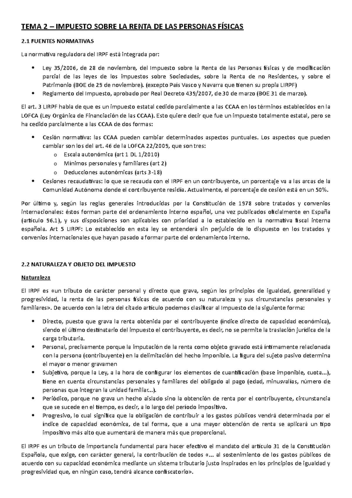 TEMA 2 IRPF - Apuntes - TEMA 2 – IMPUESTO SOBRE LA RENTA DE LAS ...
