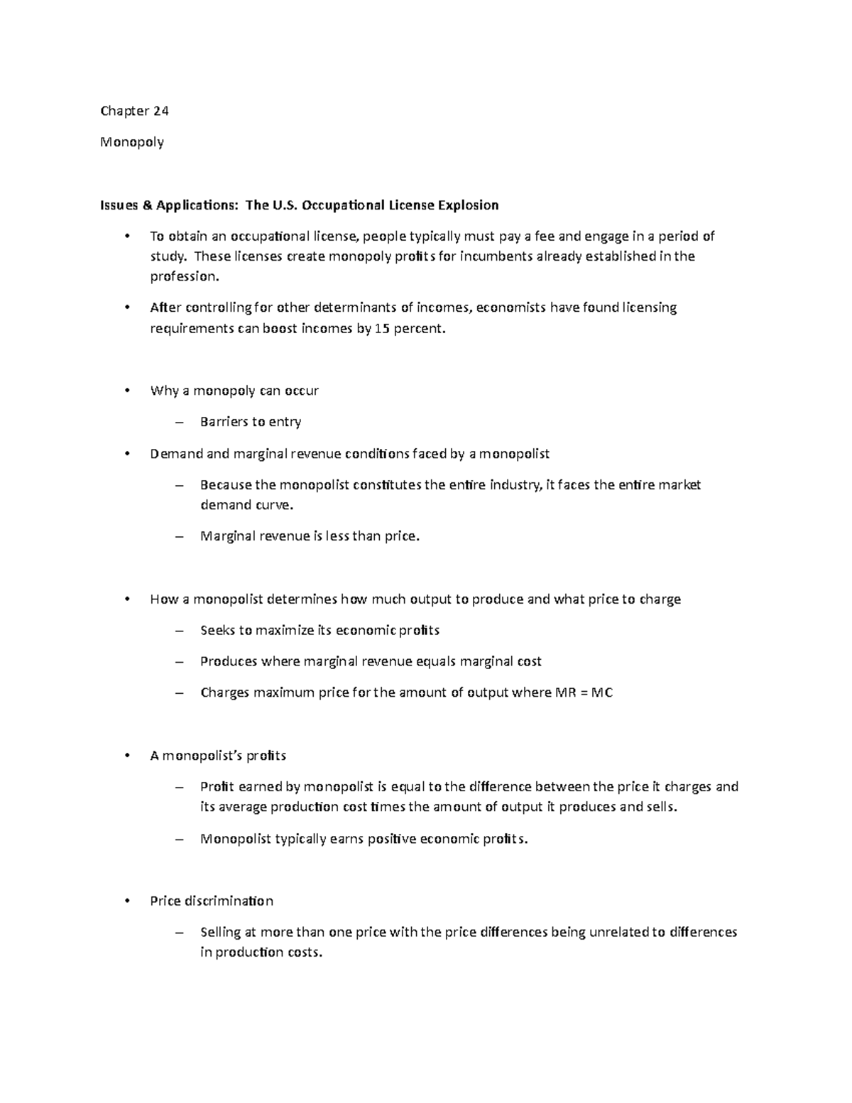 Chapter 24 - Lecture Notes 6 - Chapter 24 Monopoly Issues ...