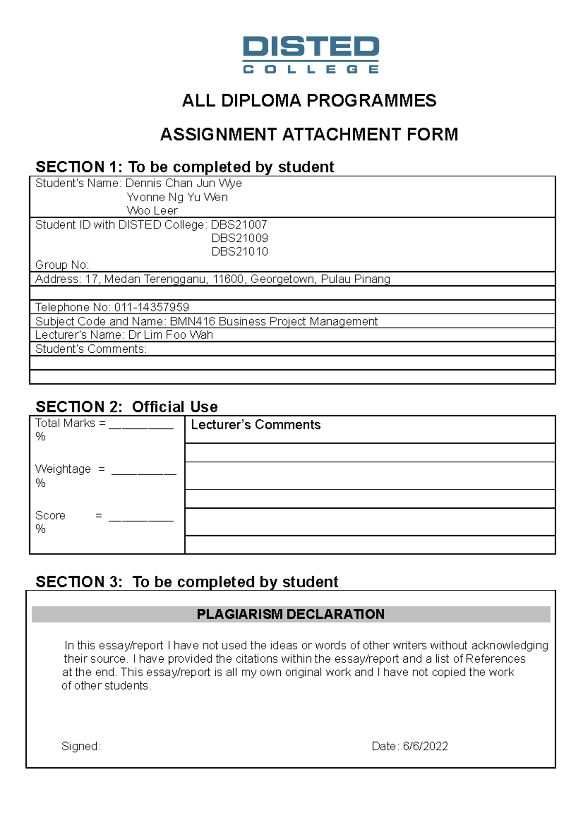 BPM assignment 1 HK - yr2 - ALL DIPLOMA PROGRAMMES ASSIGNMENT ...