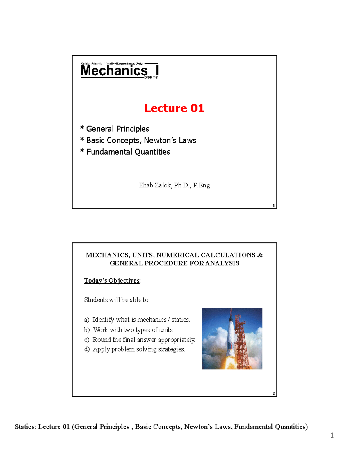 Lecture 01 - Ppt - Statics: Lecture 01 (General Principles , Basic ...