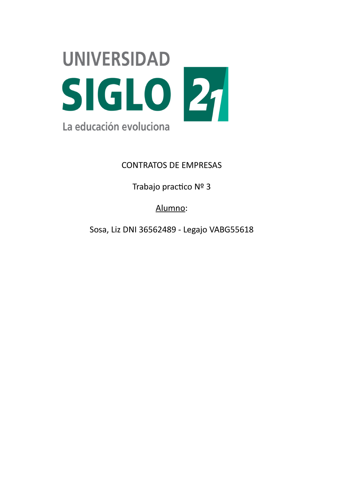 Tp 3 Contrato De Empresas Contratos De Empresas Trabajo Practico Nº 3 Alumno Sosa Liz Dni 4840