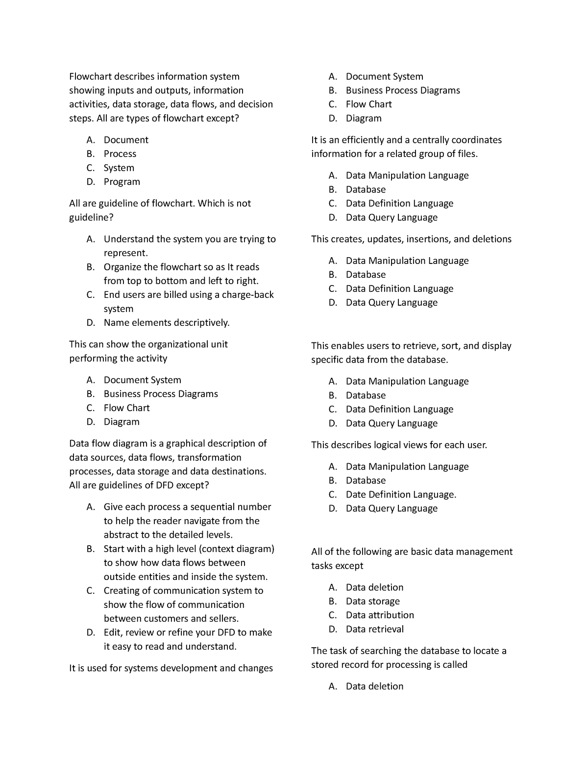 Practice ACIS - Lecture and summary notes - Flowchart describes informa ...