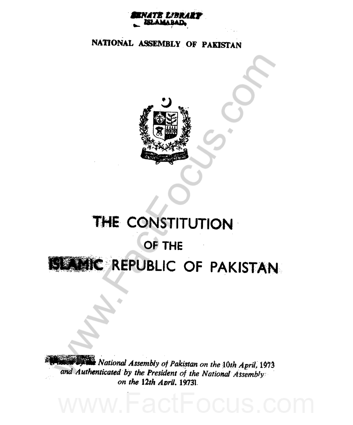 constitution of pakistan 1973 essay