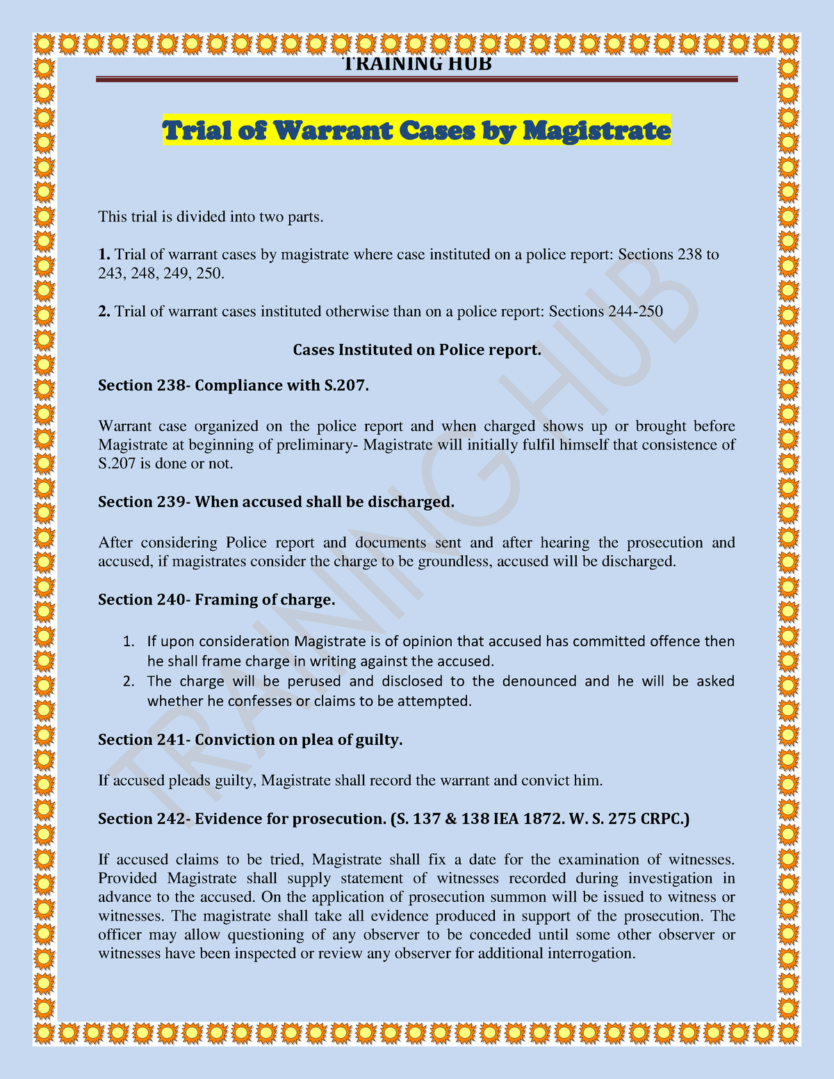 Trial of Warrant Cases by Magistrate 1 Trial of warrant cases by