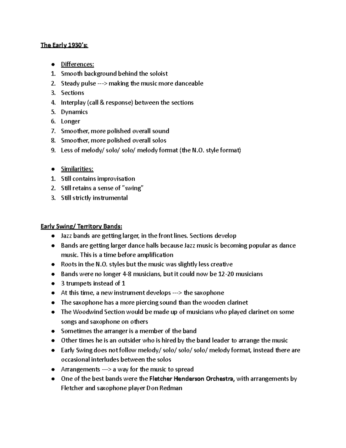 History of Jazz Notes Six - The Early 1930's: Differences: Smooth ...