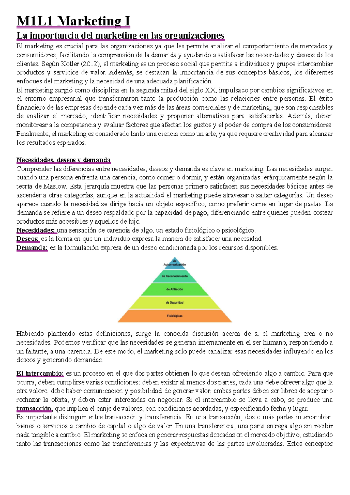 M1 Y M2 MKT I - Resumen de todo el modulo 1 y 2 de marketing.... - M1L1 ...