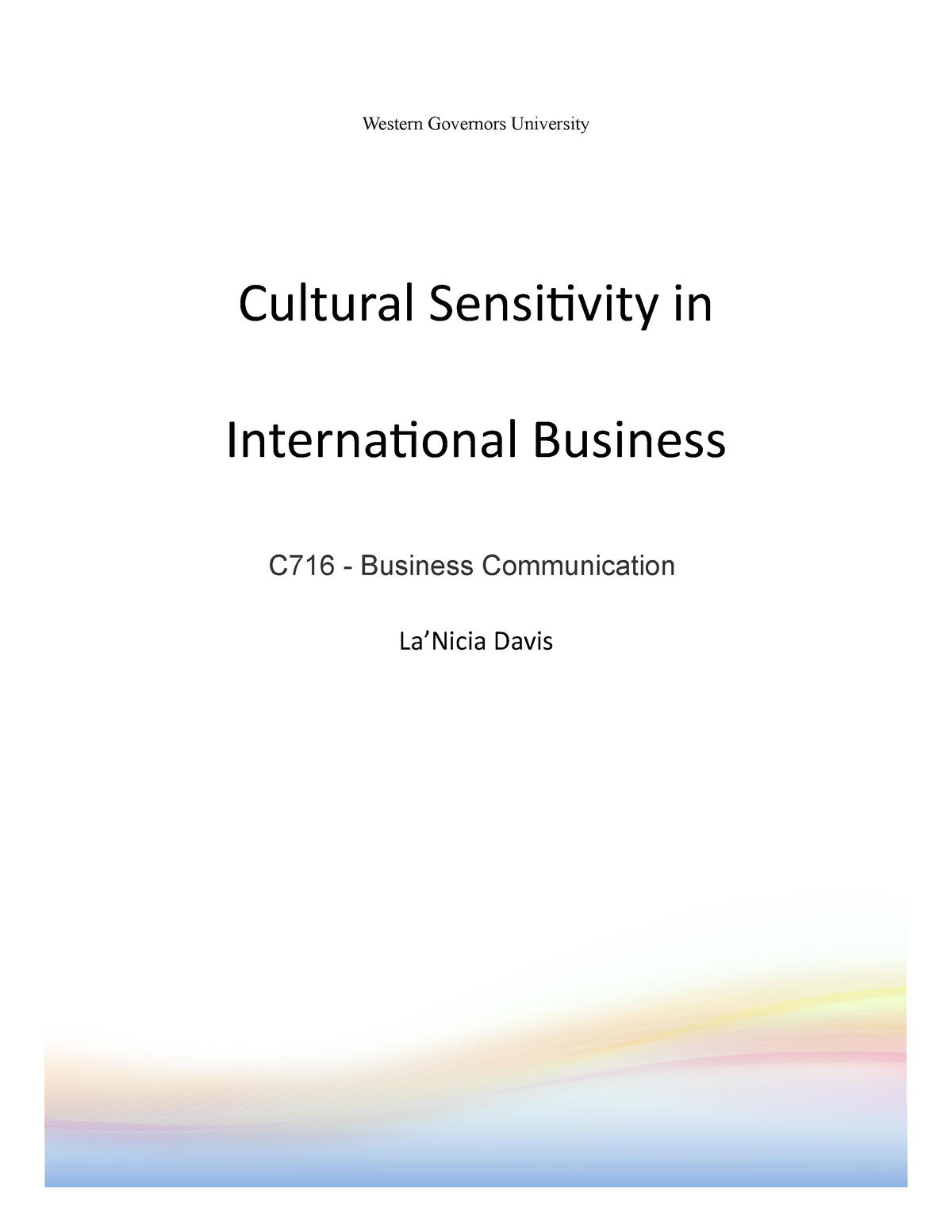 cultural sensitivity essay wgu